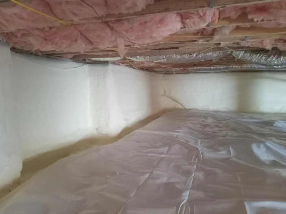 Crawl space encapsulation with closed-cell spray foam for Roof Waterproofing in Cambridge